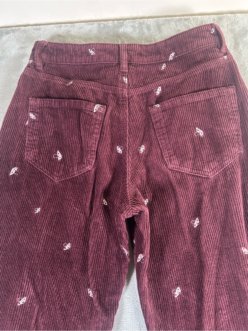 Forever 21 Embroidered Mushroom Corduroy Pants in Deep Burgundy - Picture 6 of 11